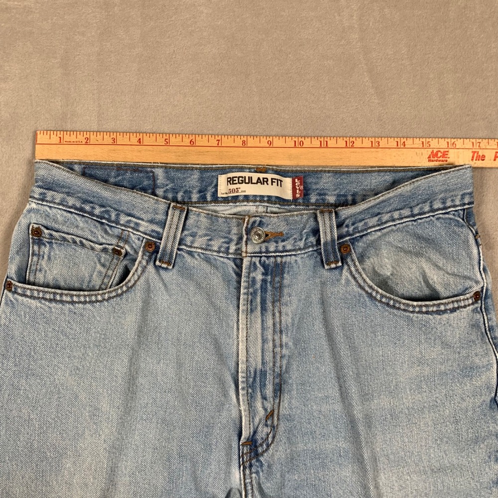 Levi's 505 Regular Fit Jeans Mens 34x29 Light Wash Straight Leg Denim - Picture 3 of 10